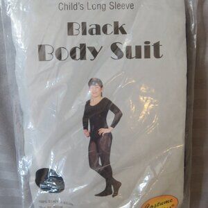 Costume Mates - Child's Long Sleeve Black Body Suit  Size Small 4-6  NIP